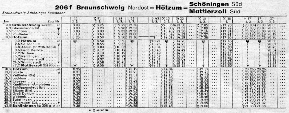 Winterfahrplan 1949/1950