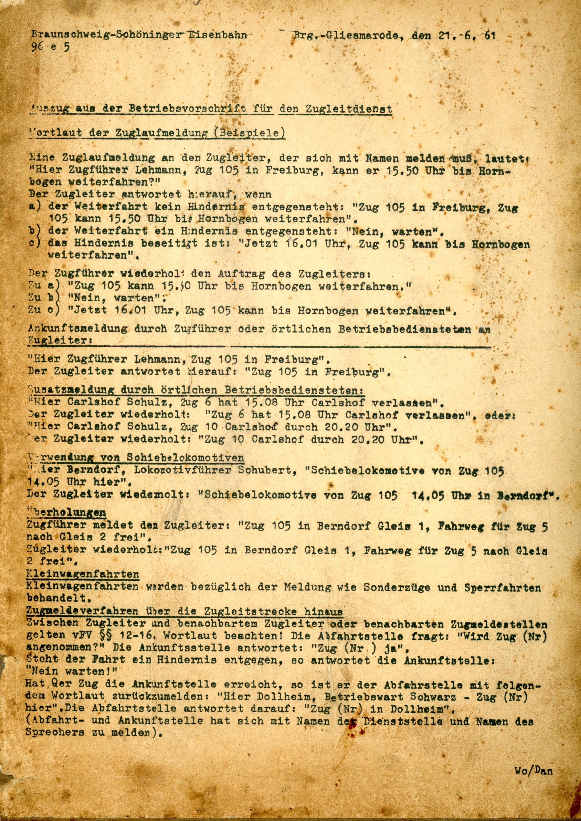Auszug Betriebsvorschrift